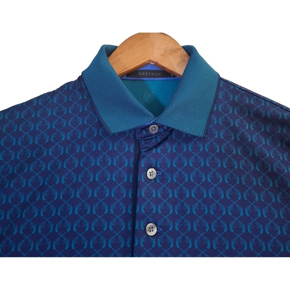 Greyson Other - Greyson Geometric Polo Shirt Men's Small Blue Wolf Performance Golf Stretch